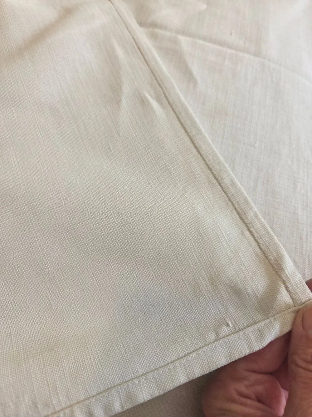 Large Antiq French Linen Metis Sheet 116" X 170" Cream Woven Bedding Fabric - Picture 4 of 9